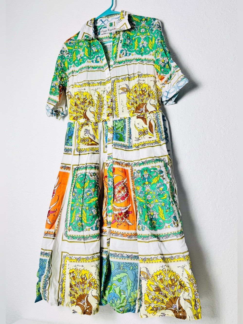 Dizzy Lizzie Dress Size Small printed Multicolor Patchwork Belted Cotton - Picture 5 of 9